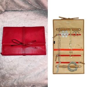 Red & Tan Stella & Dot Travel Jewelry Case